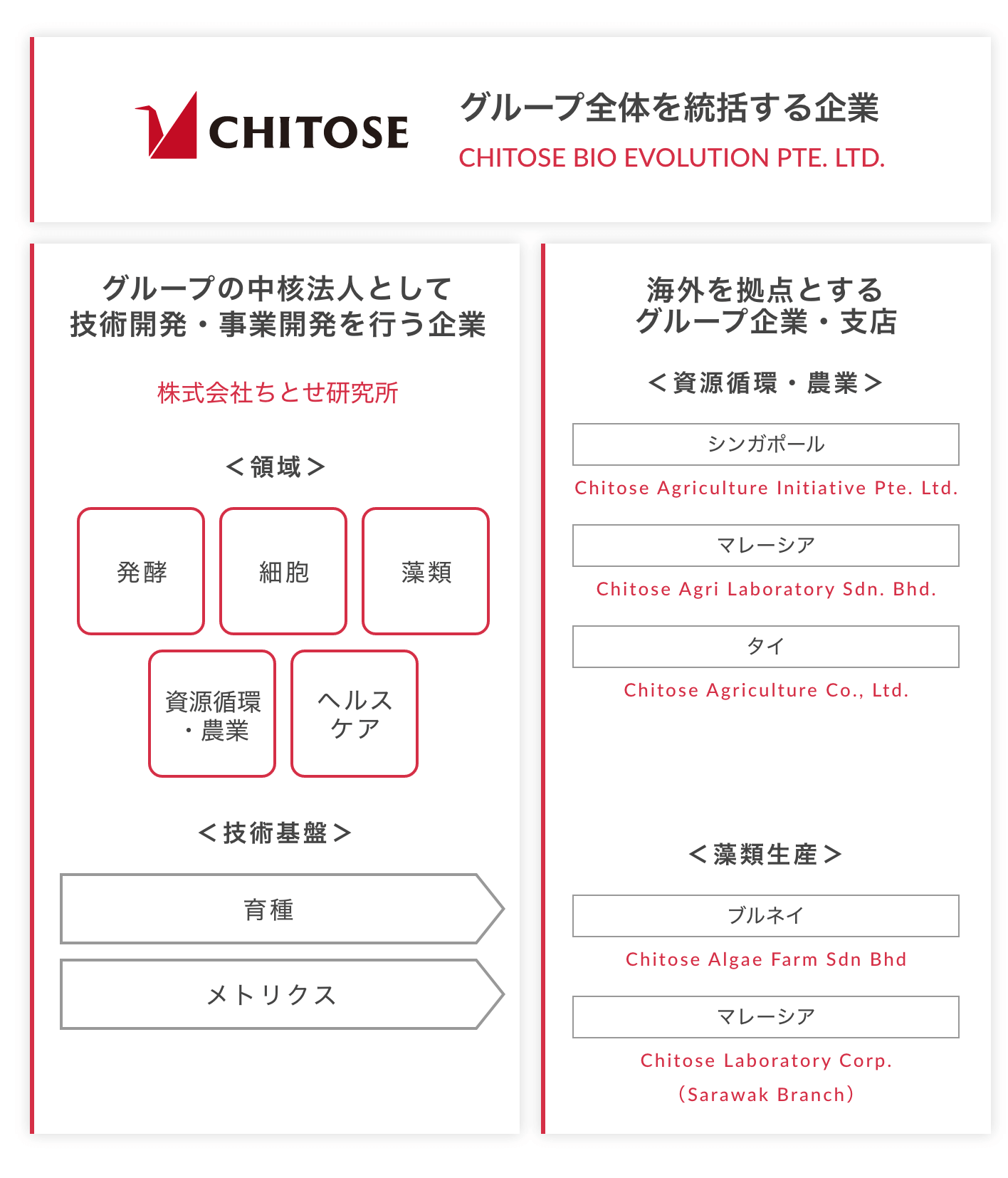 CHITOSEグループ組織図