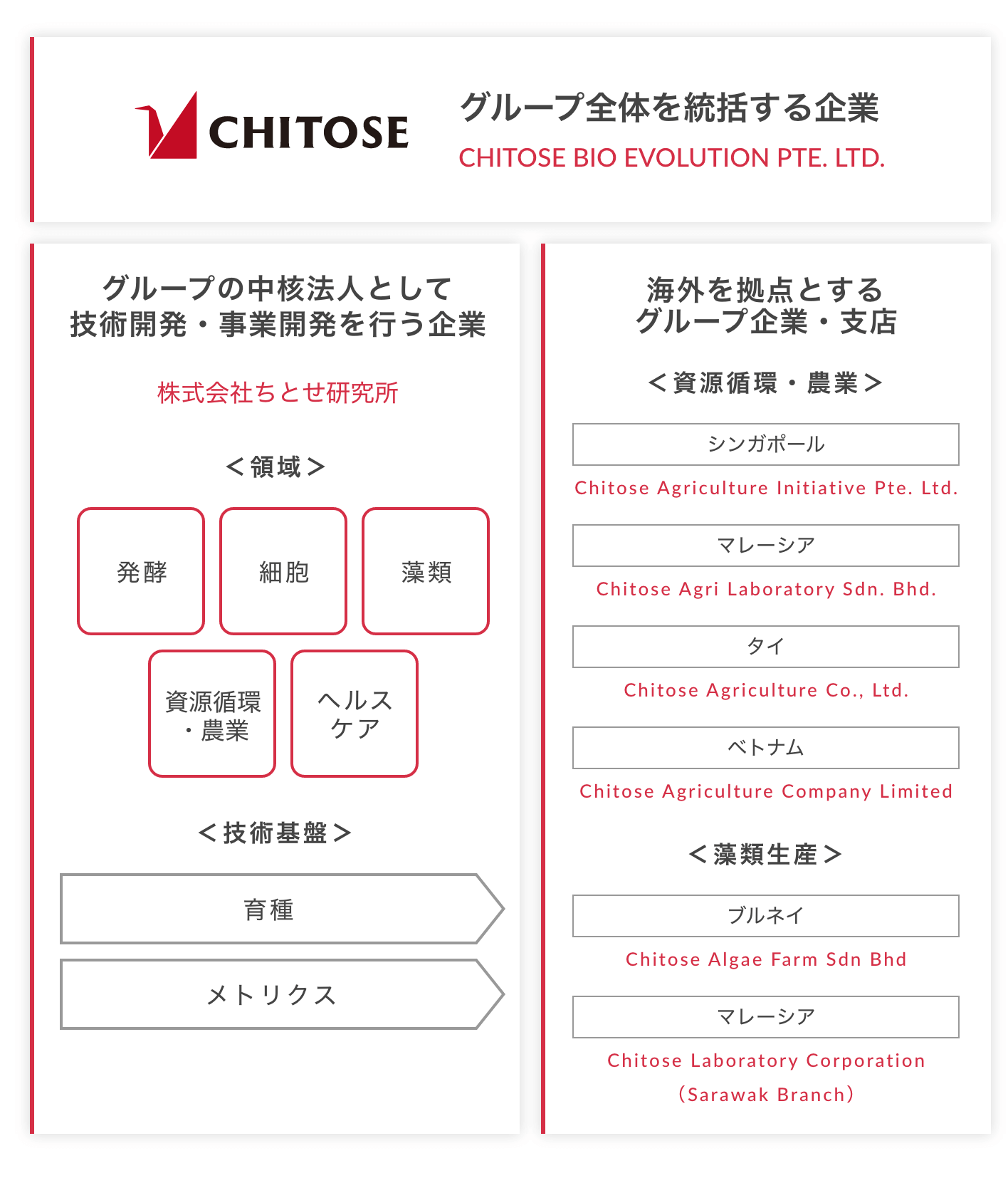 CHITOSEグループ組織図
